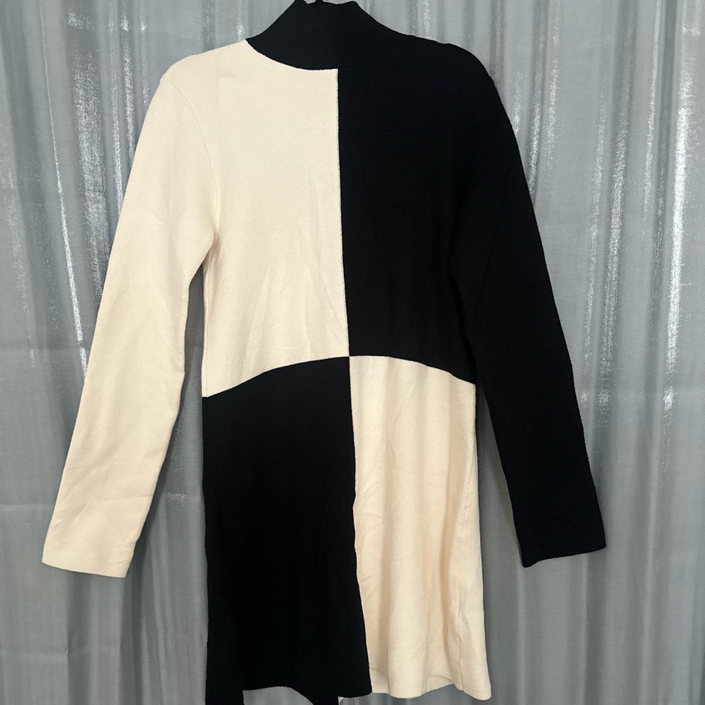 Zara Black and Cream Colorblock Dress